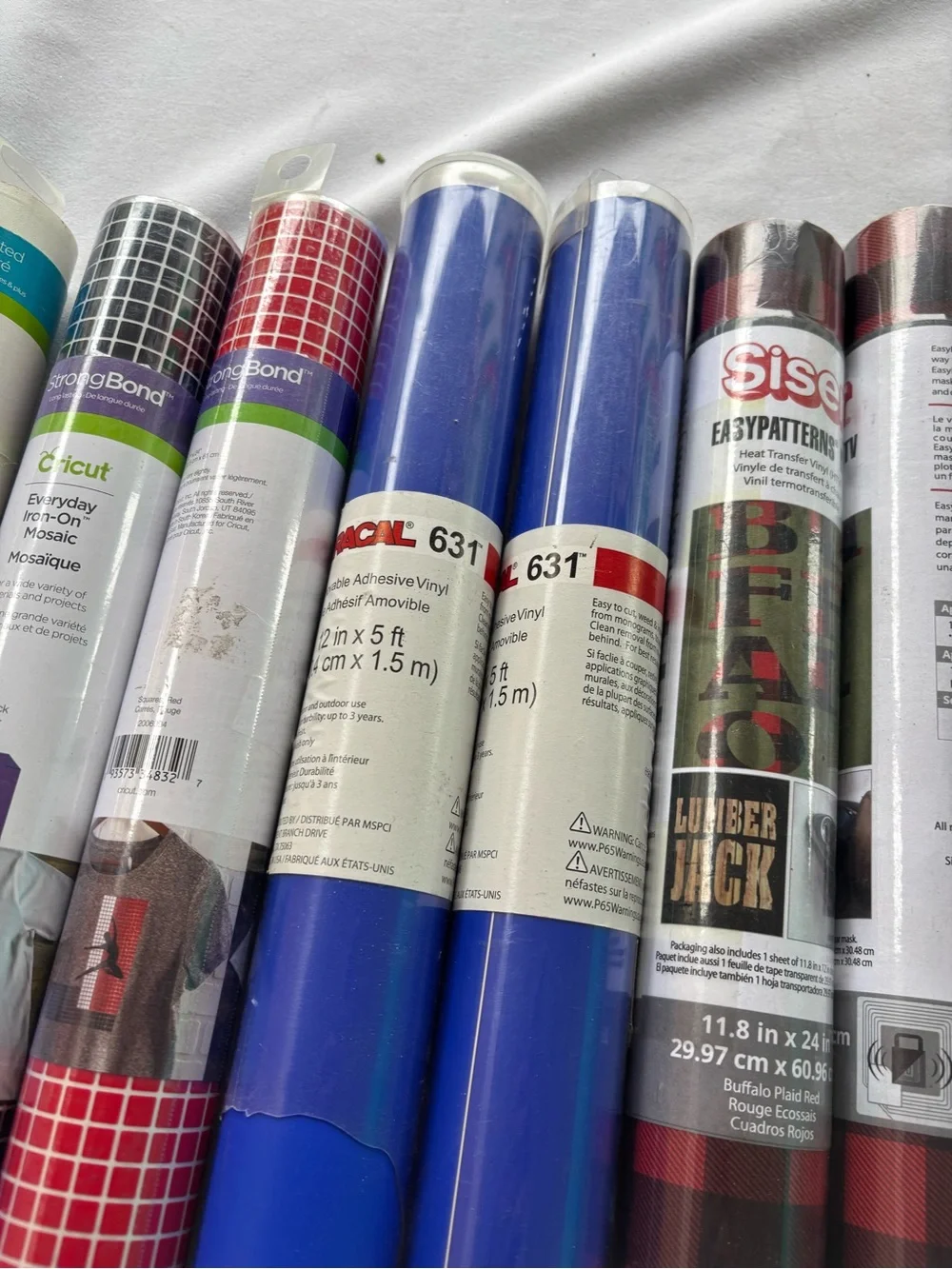 Cricut Vinyl Rolls Bundle in Blue, Red, Black, White, Green
